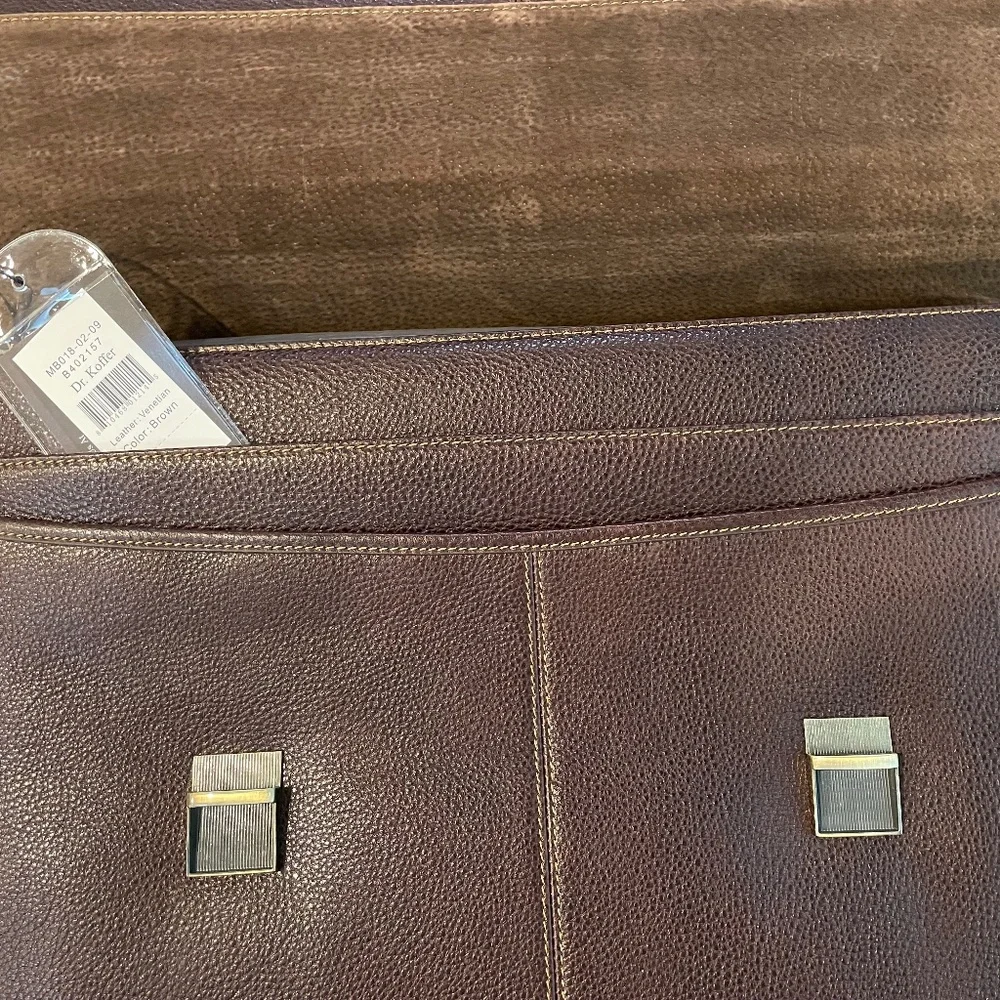 New with Tags Dr Koffer Leather Briefcase